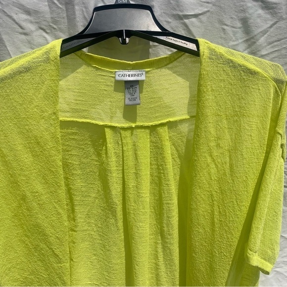 Catherines y2k 90s Neon Lime Green Sheer Cardigan Beach Vacation Pool Size 2X - Picture 2 of 6
